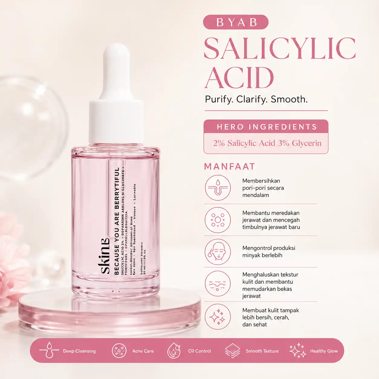 SkinB - Because You Are Berrytiful Salicylic Acid 2% + Potassium Azeloyl Diglycinate + Panthenol + Centella Asiatica