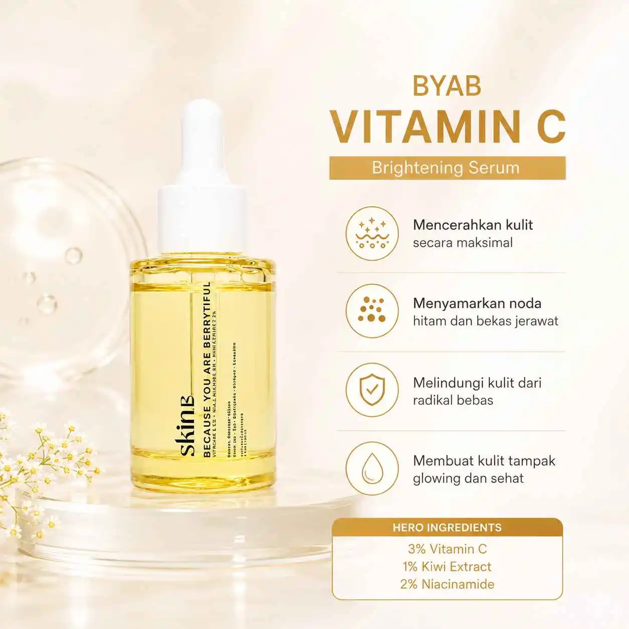 SkinB - Because You Are Berrytiful Vitamin C 3% + Niacinamide 2% + Kiwi Extract 1%